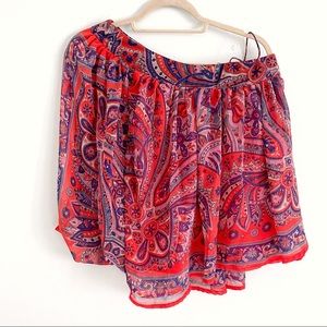 One Shoulder Asymmetrical Blouse in BOHO Bright Florals for Festivals by Angie